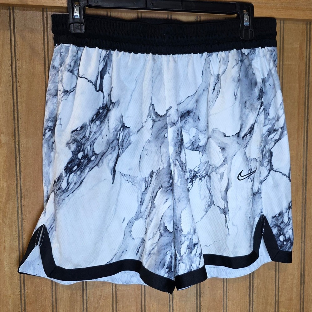 Nike Dri-FIT Marble Print Athletic Shorts Black Trim Women's Size L
